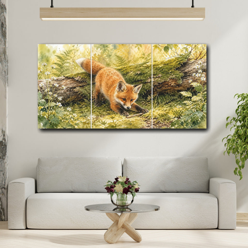 Mockup 2. Animals Fox Orange Fox shown as stretched canvas wall art