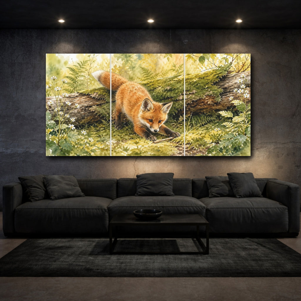 Mockup 3. Animals Fox Orange Fox shown as stretched canvas wall art