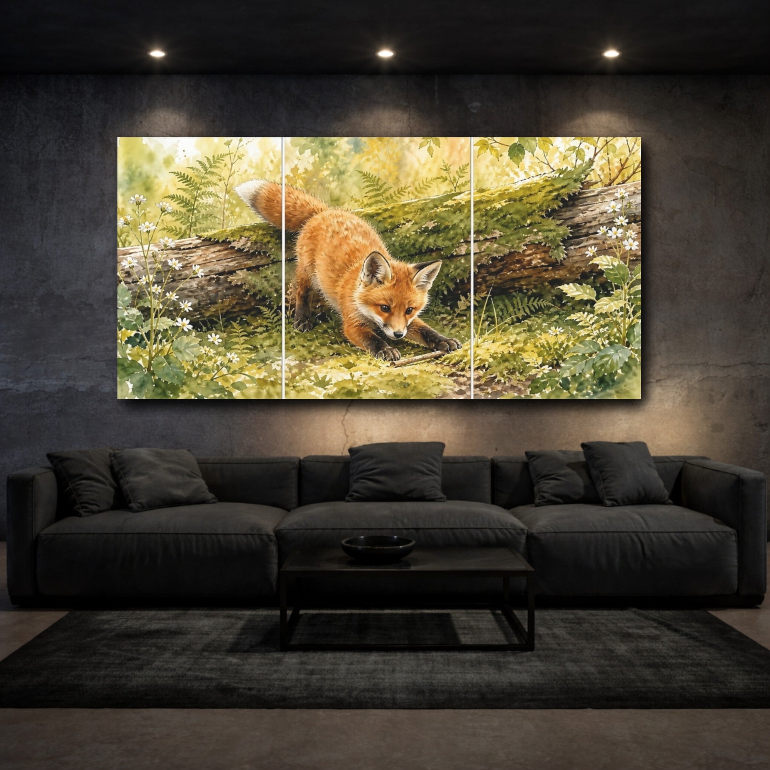 Mockup 3. Animals Fox Orange Fox shown as stretched canvas wall art