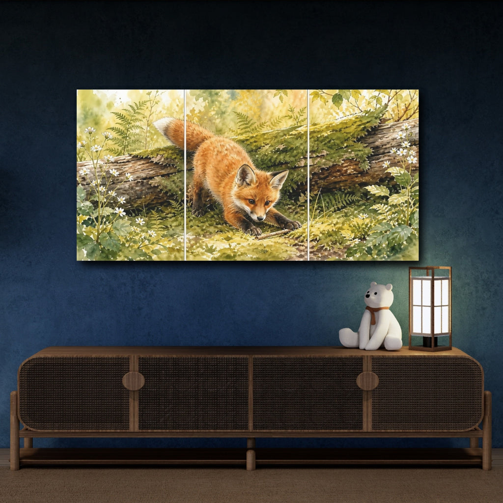 Mockup 4. Animals Fox Orange Fox shown as stretched canvas wall art