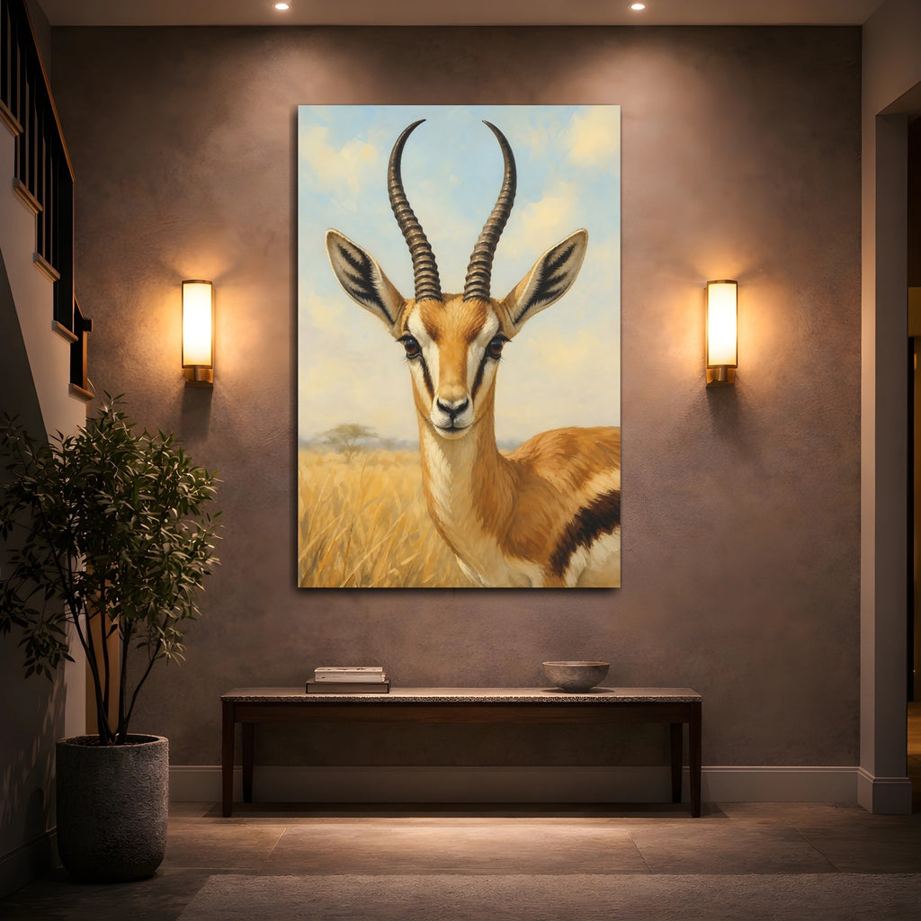 Mockup 2. Animals Gazelle Brown Gazelle shown as stretched canvas wall art