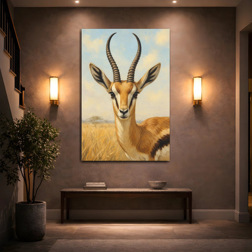 Mockup 2. Animals Gazelle Brown Gazelle shown as stretched canvas wall art