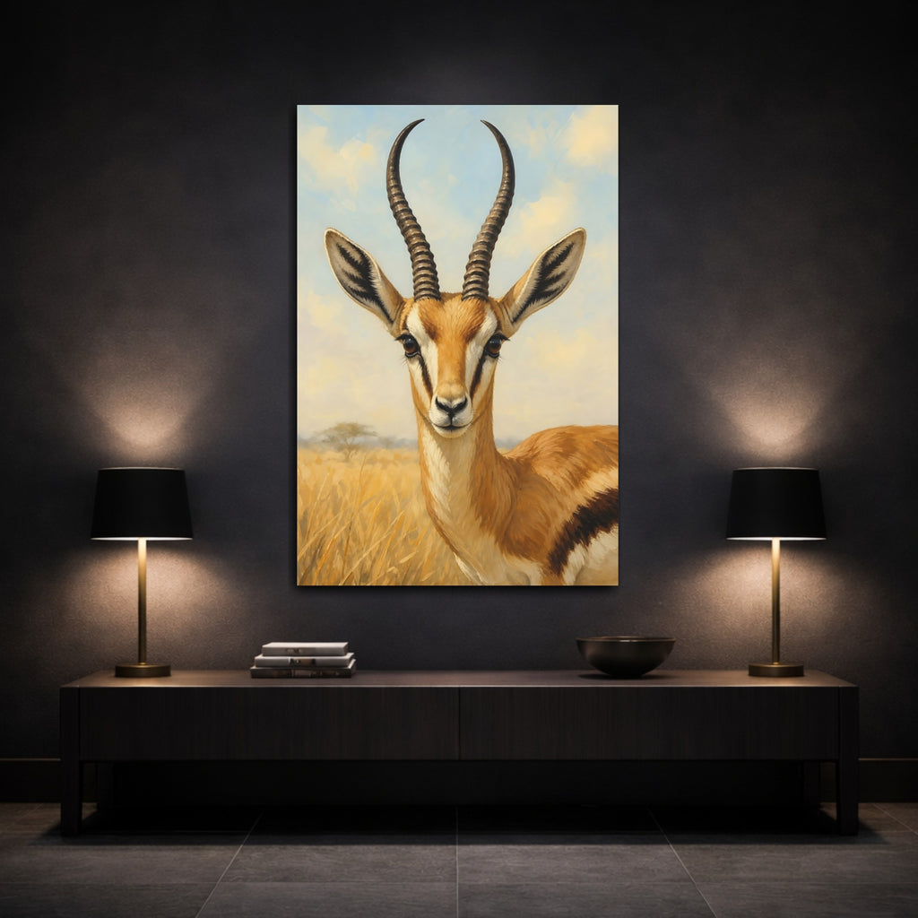 Mockup 3. Animals Gazelle Brown Gazelle shown as stretched canvas wall art
