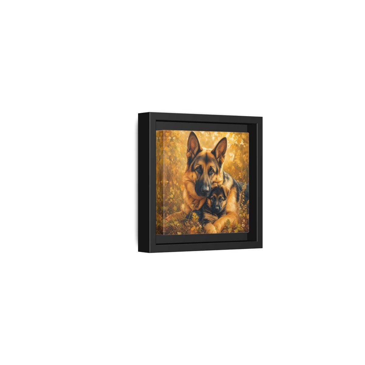 Side Mockup 24. Animals German Shepherds Autumn German Shepherds shown as stretched canvas wall art