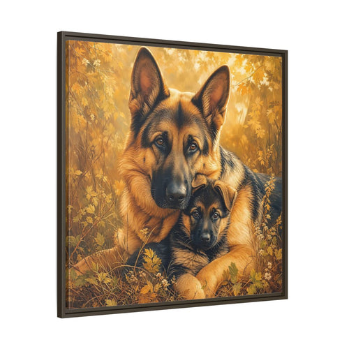 Main Mockup. Animals German Shepherds Autumn German Shepherds shown as stretched canvas wall art