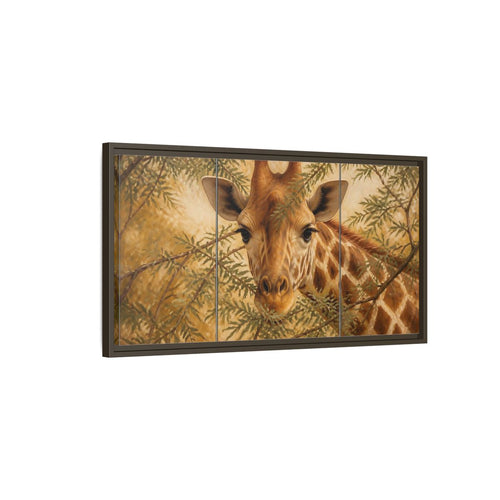 Main Mockup. Animals Giraffe Brown And Green shown as stretched canvas wall art