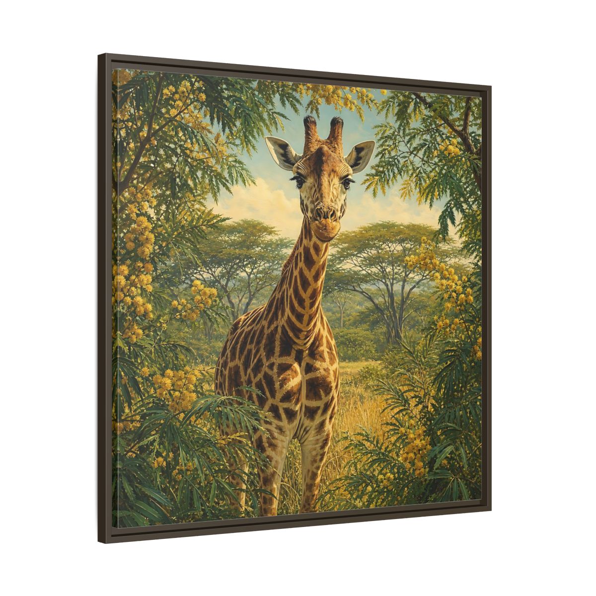 Main Mockup. Animals Giraffe Giraffe Safari shown as stretched canvas wall art