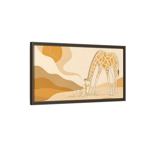Main Mockup. Animals Giraffe Orange And Brown shown as stretched canvas wall art