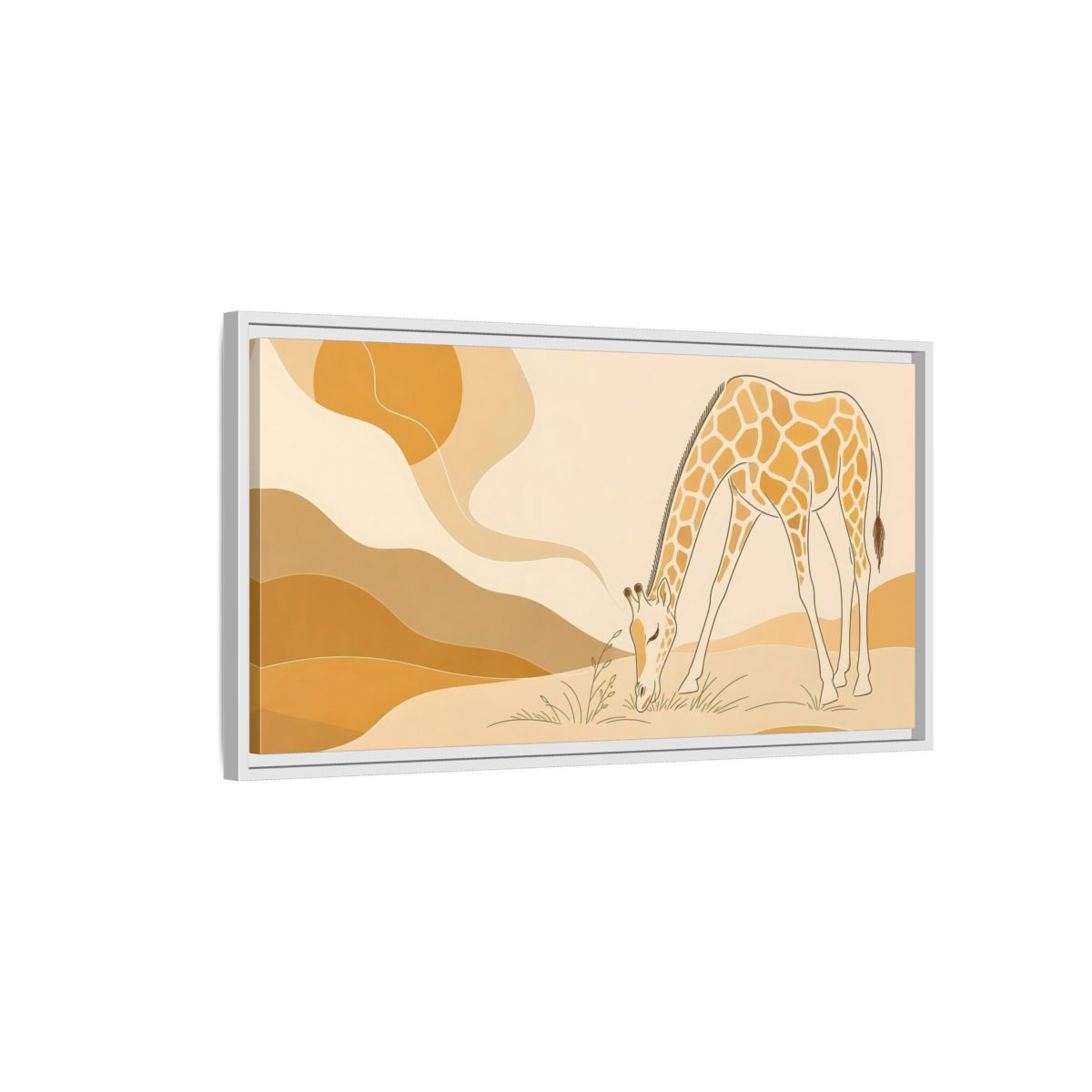 Side Mockup 1. Animals Giraffe Orange And Brown shown as stretched canvas wall art