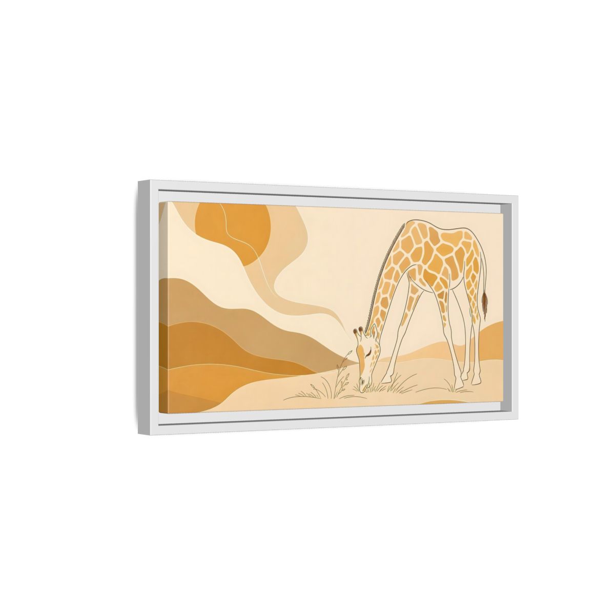 Side Mockup 6. Animals Giraffe Orange And Brown shown as stretched canvas wall art