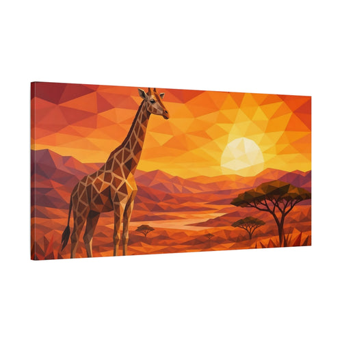 Main Mockup. Animals Giraffe Orange Savanna shown as stretched canvas wall art