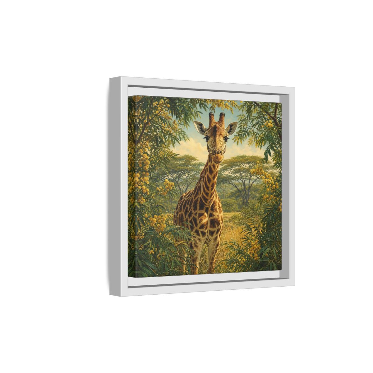Side Mockup 19. Animals Giraffe Giraffe Safari shown as stretched canvas wall art