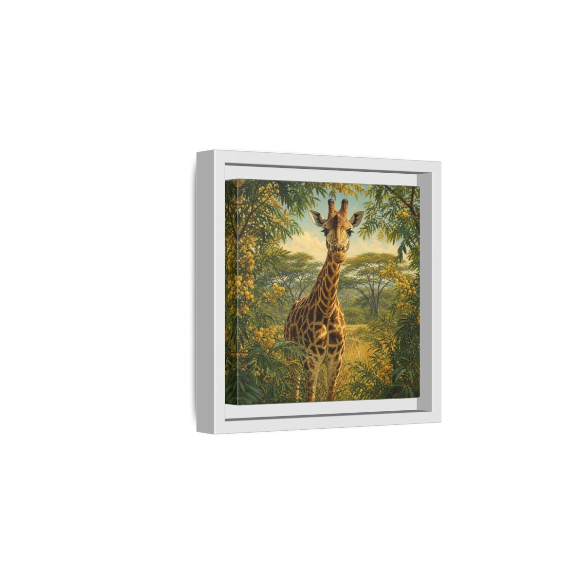 Side Mockup 1. Animals Giraffe Giraffe Safari shown as stretched canvas wall art