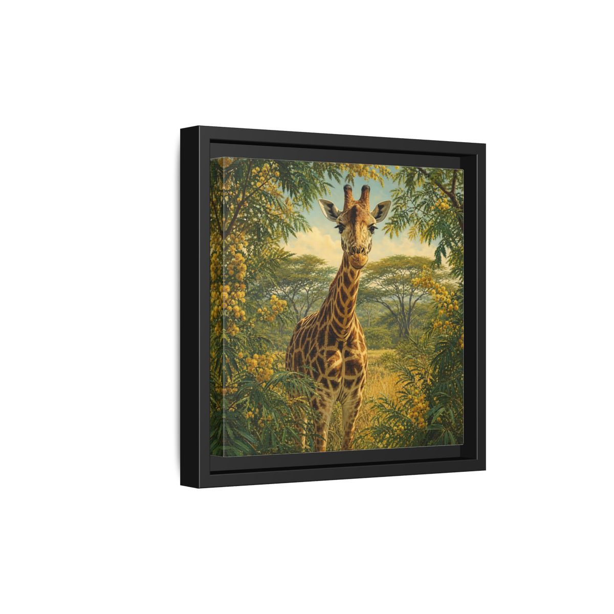 Side Mockup 21. Animals Giraffe Giraffe Safari shown as stretched canvas wall art