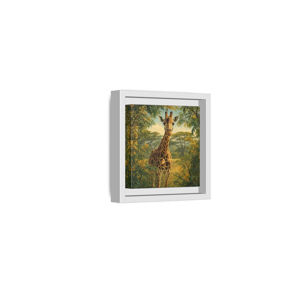 Side Mockup 22. Animals Giraffe Giraffe Safari shown as stretched canvas wall art
