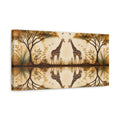 Side Mockup 3. Animals Giraffes Brown And Gold shown as stretched canvas wall art