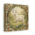 Side Mockup 2. Animals Goat White Goat Floral shown as stretched canvas wall art
