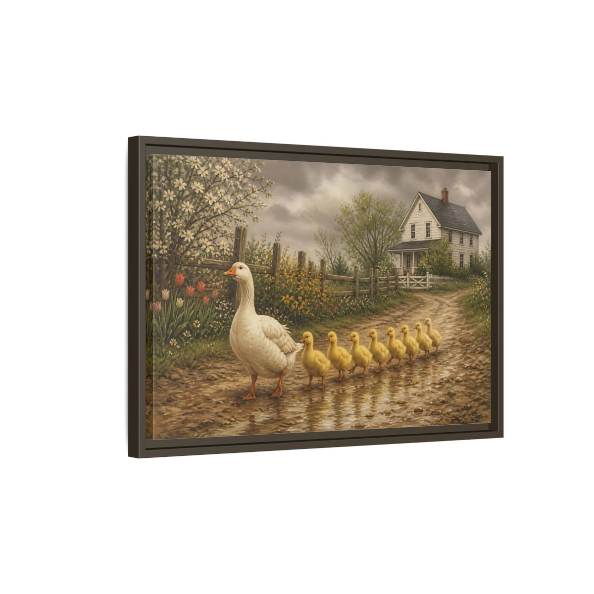 Side Mockup 2. Animals Goose, Ducklings Farm Animals shown as stretched canvas wall art