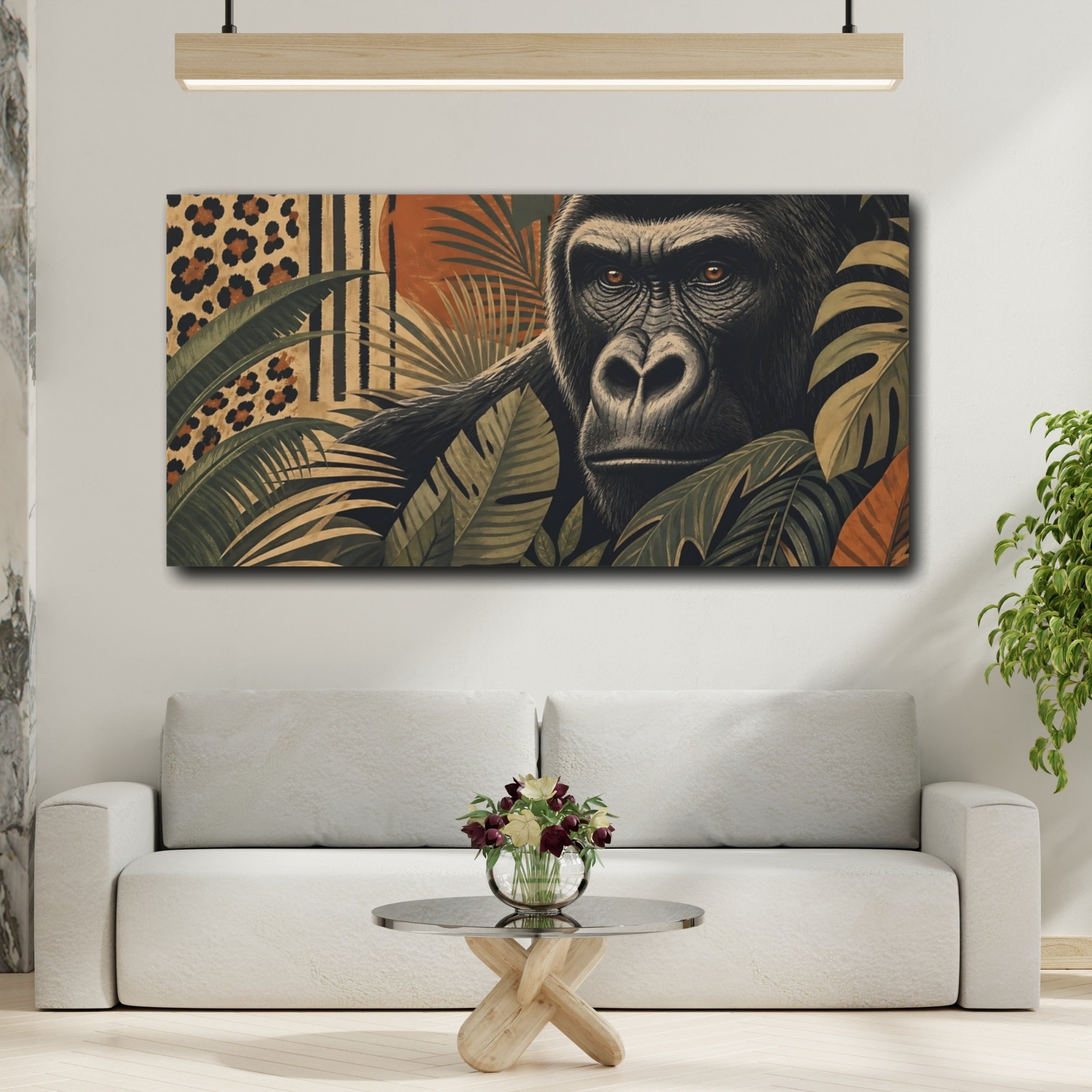Mockup 2. Animals Gorilla Gorilla Jungle shown as stretched canvas wall art
