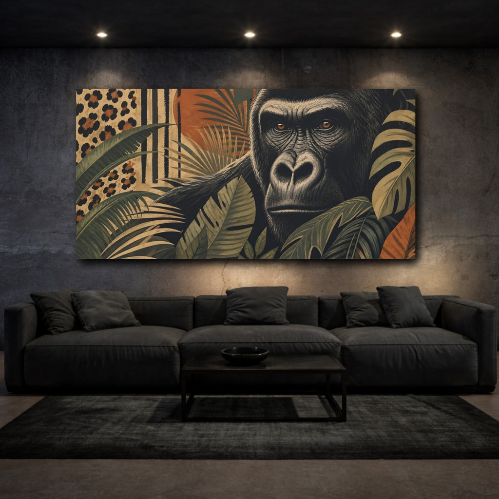Mockup 3. Animals Gorilla Gorilla Jungle shown as stretched canvas wall art
