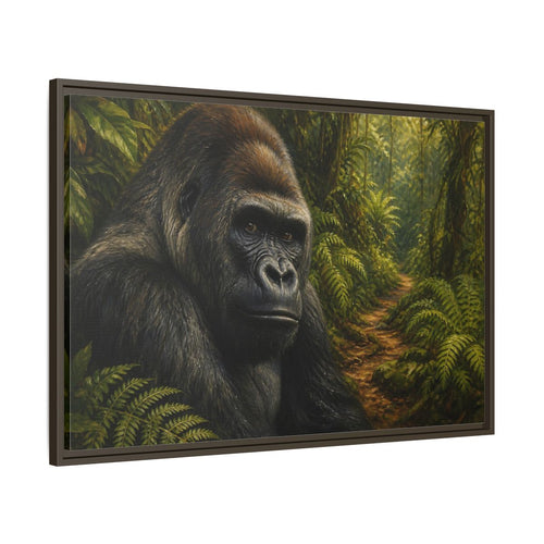 Main Mockup. Animals Gorilla Green And Brown Gorilla shown as stretched canvas wall art