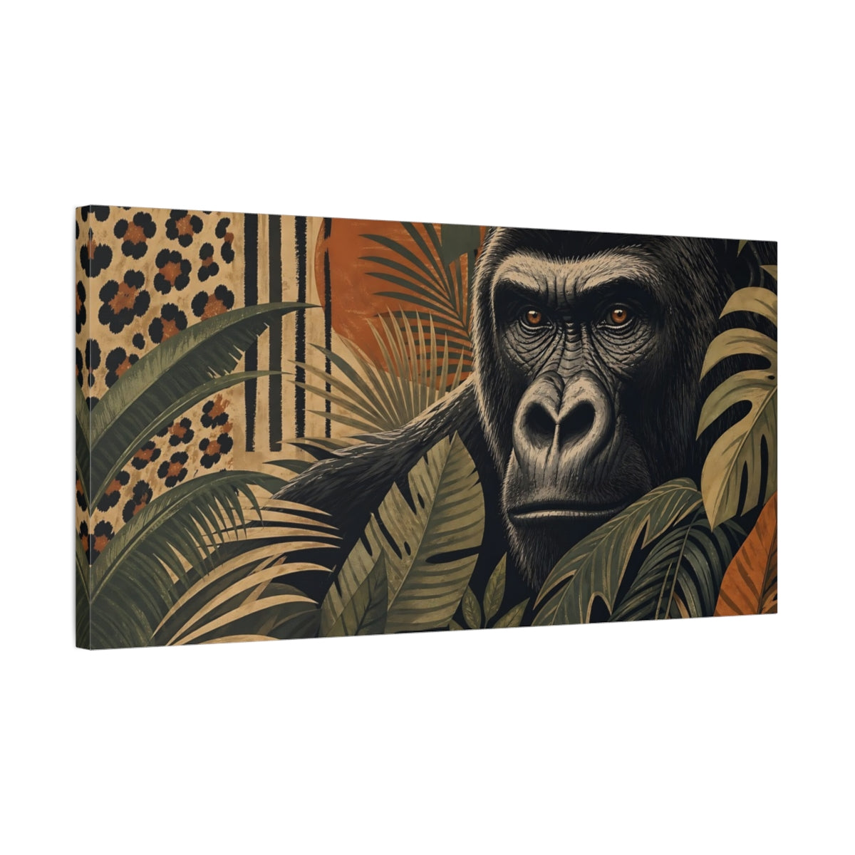 Side Mockup 1. Animals Gorilla Gorilla Jungle shown as stretched canvas wall art