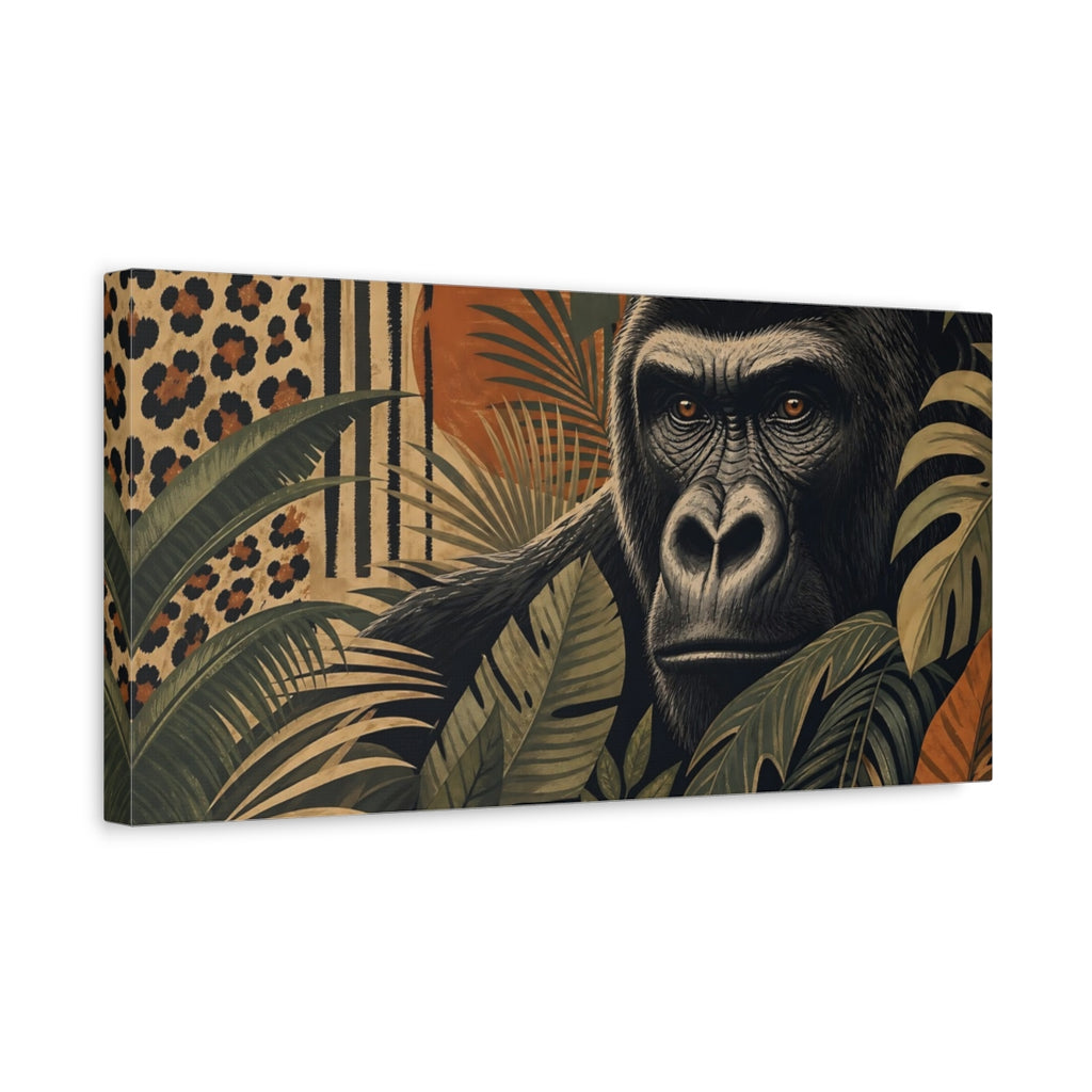 Side Mockup 3. Animals Gorilla Gorilla Jungle shown as stretched canvas wall art