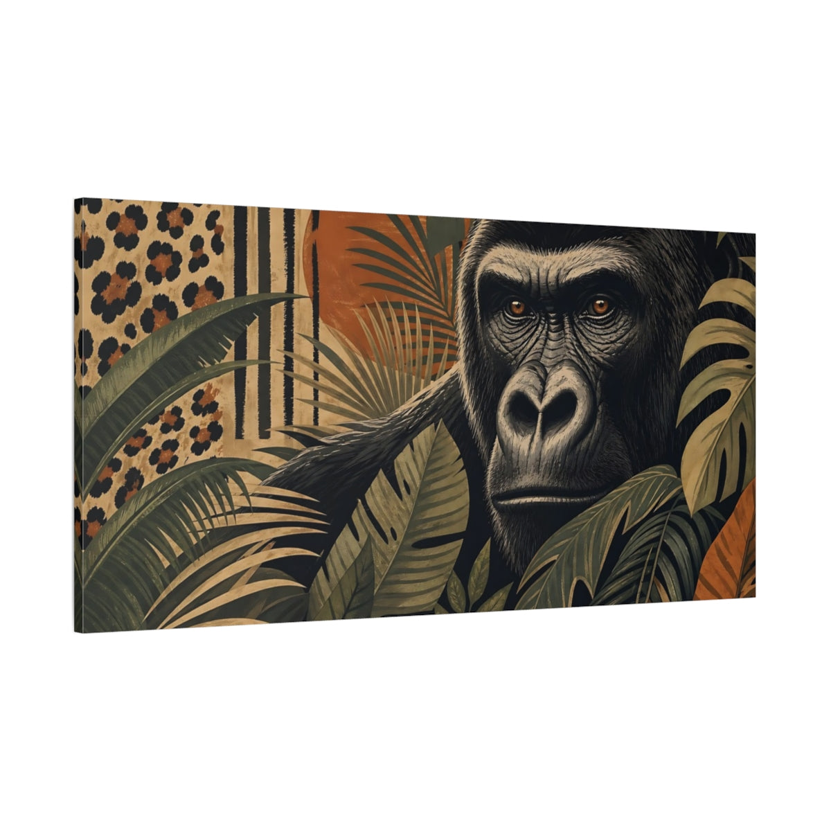 Side Mockup 2. Animals Gorilla Gorilla Jungle shown as stretched canvas wall art