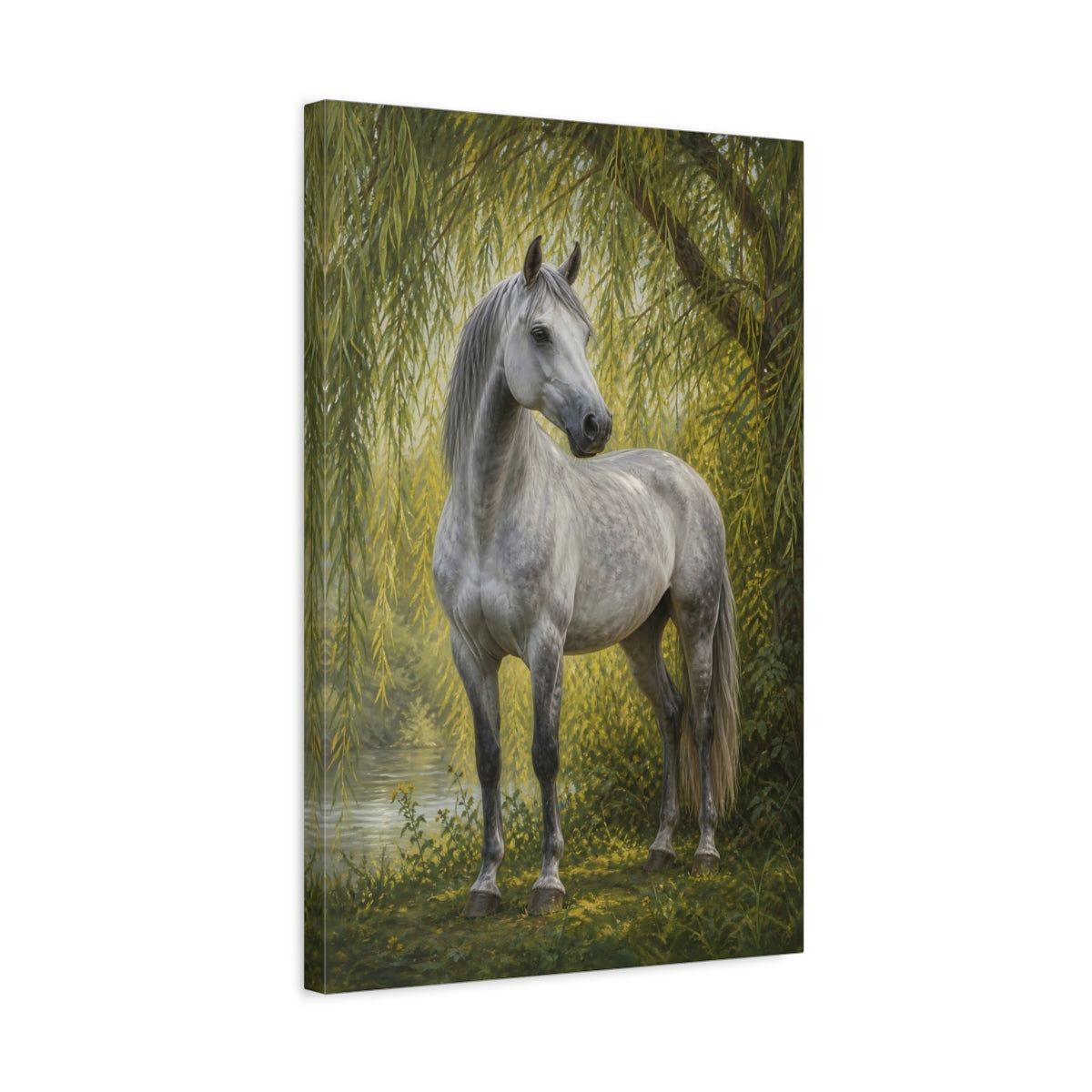 Side Mockup 3. Animals Grey Horse Grey Horse shown as stretched canvas wall art