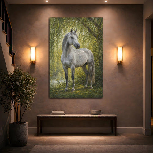 Mockup 2. Animals Grey Horse Grey Horse shown as stretched canvas wall art