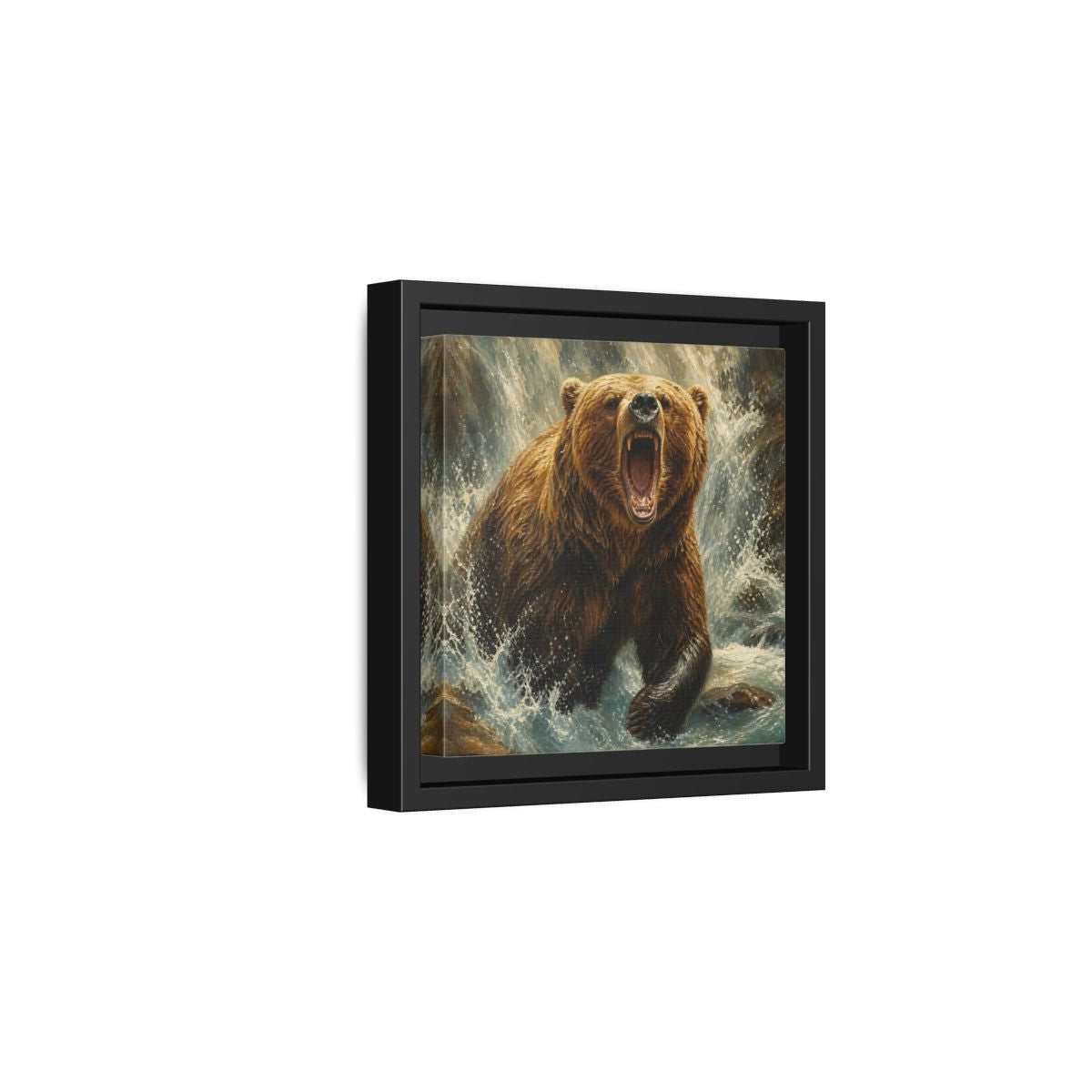Side Mockup 3. Animals Grizzly Bear Brown And Blue shown as stretched canvas wall art
