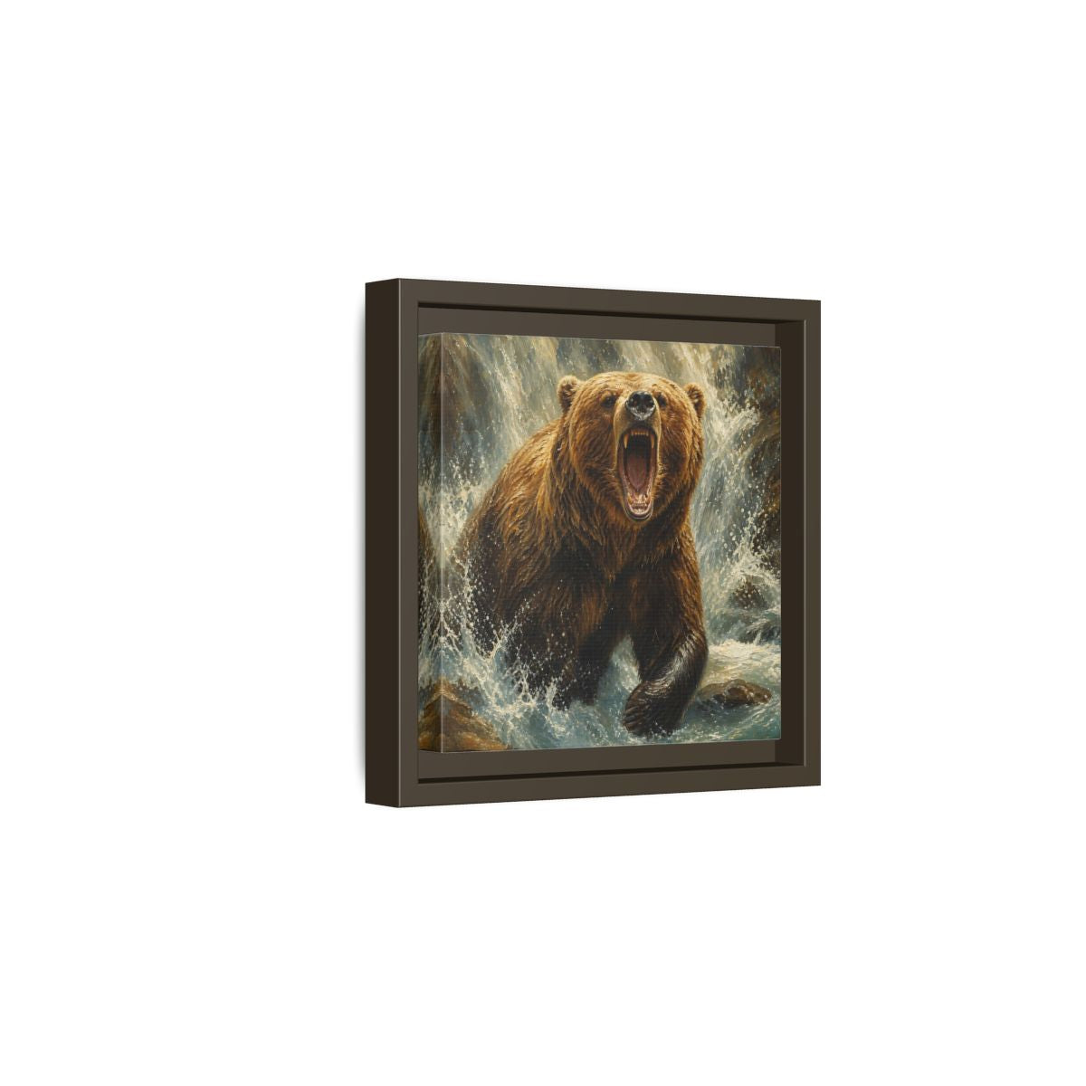 Side Mockup 2. Animals Grizzly Bear Brown And Blue shown as stretched canvas wall art