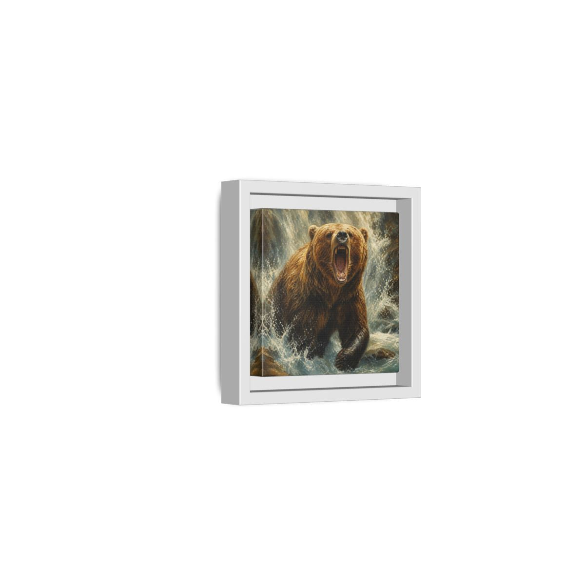Side Mockup 22. Animals Grizzly Bear Brown And Blue shown as stretched canvas wall art
