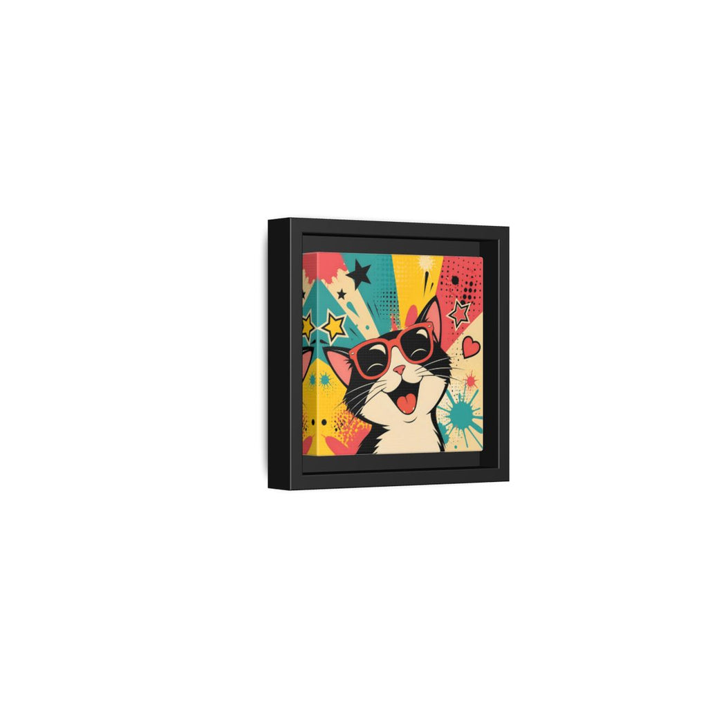 Side Mockup 24. Animals Happy Cat Colorful Cat shown as stretched canvas wall art