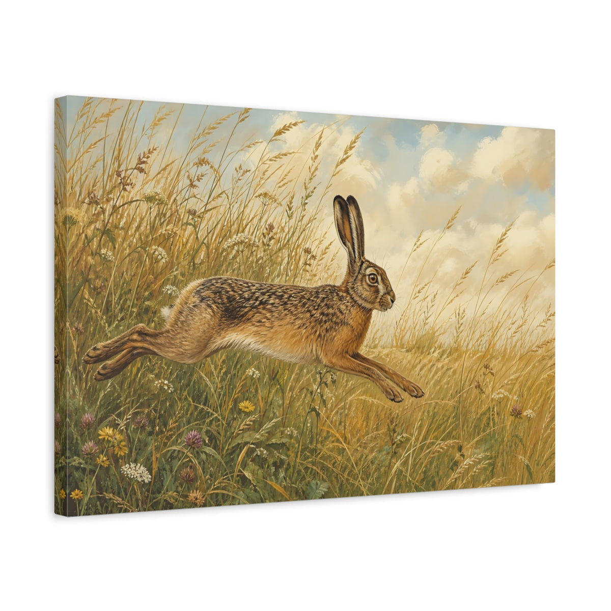 Side Mockup 3. Animals Hare Brown Hare shown as canvas print