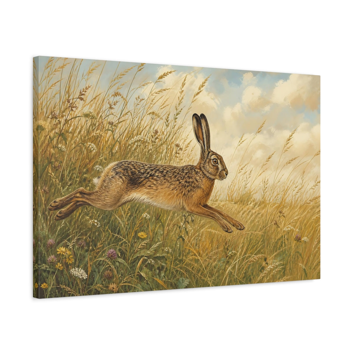 Side Mockup 2. Animals Hare Brown Hare shown as canvas print