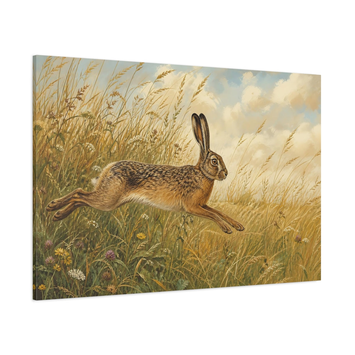 Side Mockup 1. Animals Hare Brown Hare shown as canvas print