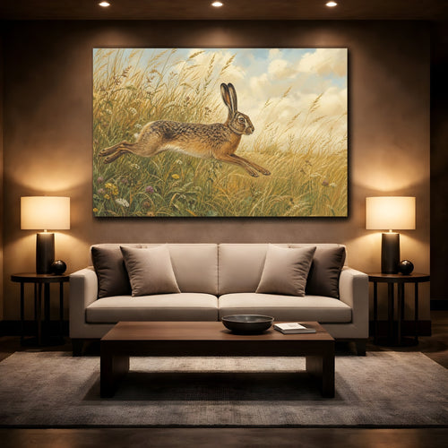 Mockup 2. Animals Hare Brown Hare shown as canvas print