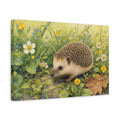 Side Mockup 4. Animals Hedgehog Hedgehog Wildflowers shown as canvas print