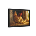 Side Mockup 6. Animals Hen And Chicks Brown And Yellow shown as stretched canvas wall art