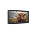 Side Mockup 8. Animals Highland Cattle Brown Highland Cattle shown as stretched canvas wall art