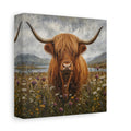 Side Mockup 2. Animals Highland Cow Brown Highland Cow shown as stretched canvas wall art
