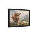 Side Mockup 6. Animals Highland Cow Brown Highland Cow shown as stretched canvas wall art