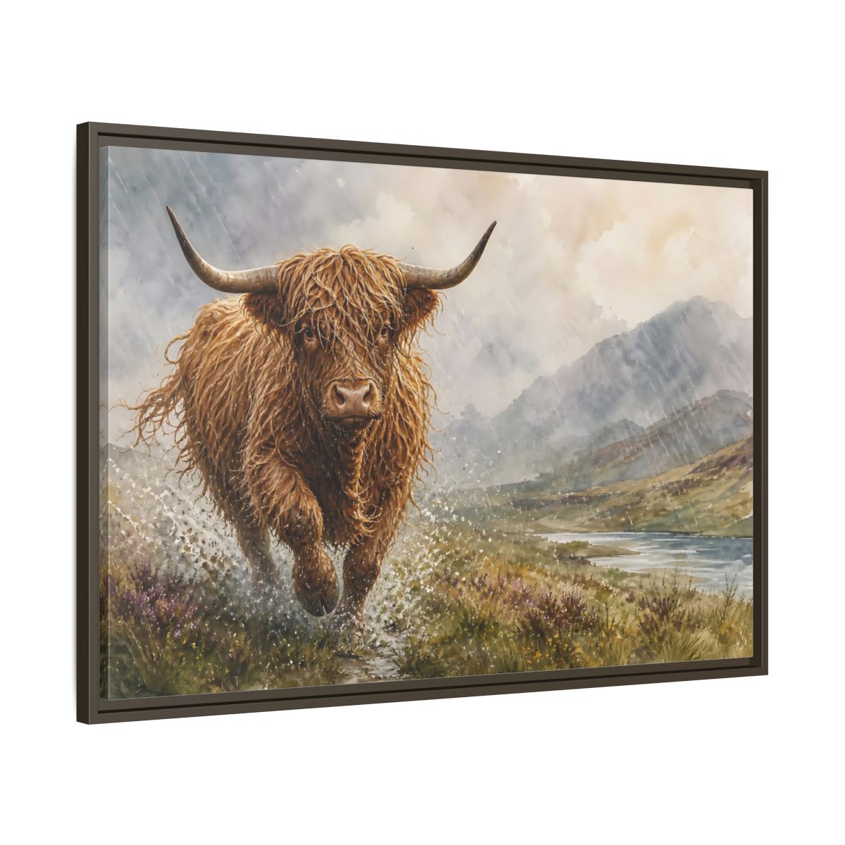 Main Mockup. Animals Highland Cow Brown Highland Cow shown as stretched canvas wall art