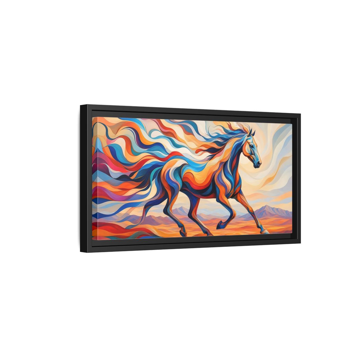 Side Mockup 8. Animals Horse Abstract Colorful Horse shown as stretched canvas wall art