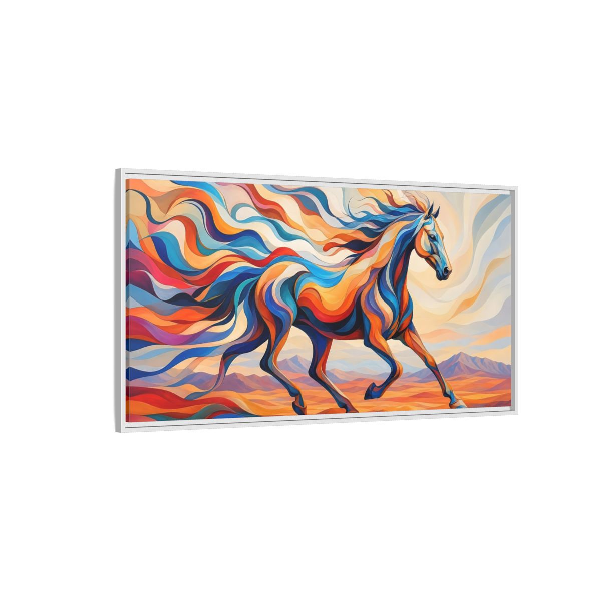 Side Mockup 3. Animals Horse Abstract Colorful Horse shown as stretched canvas wall art