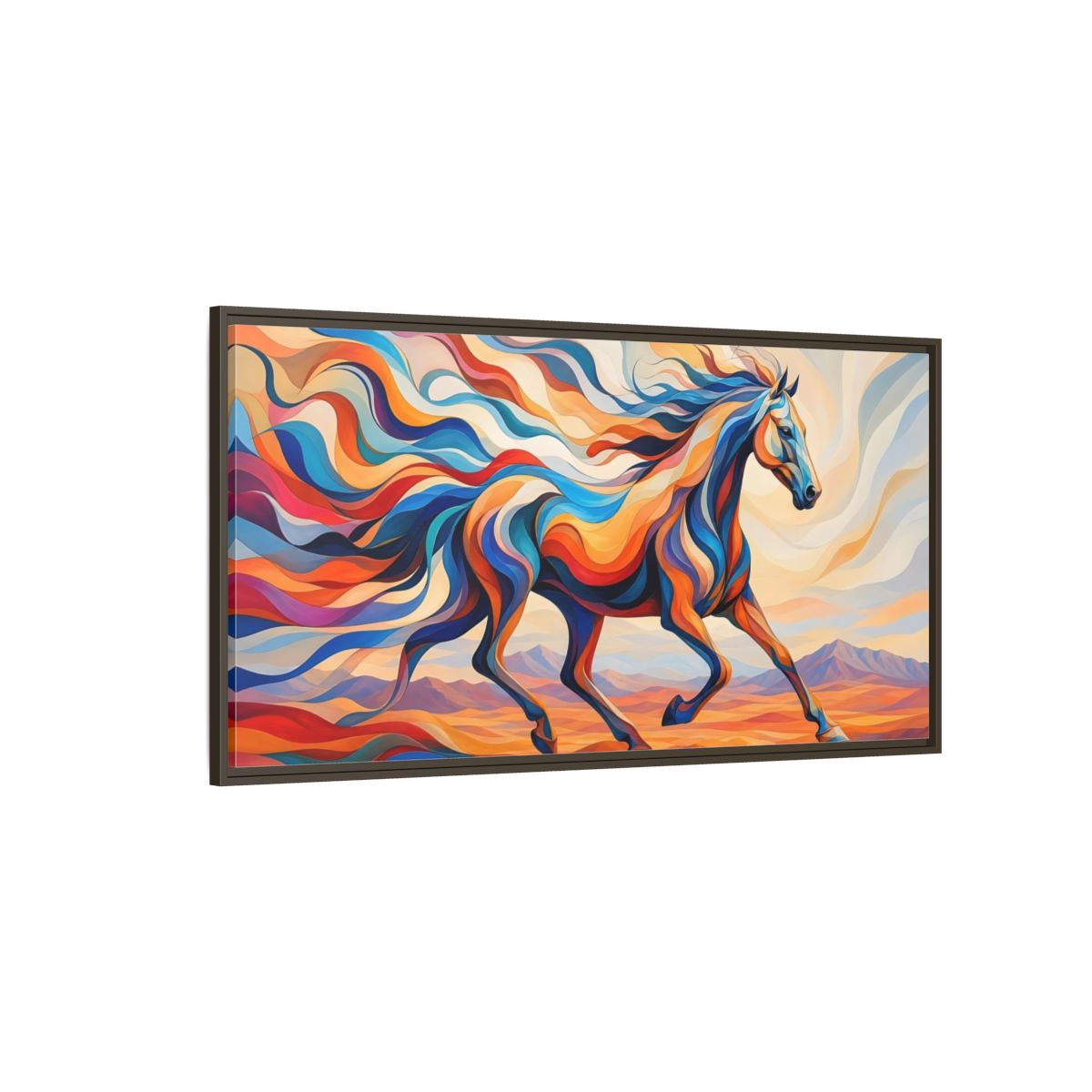 Side Mockup 4. Animals Horse Abstract Colorful Horse shown as stretched canvas wall art