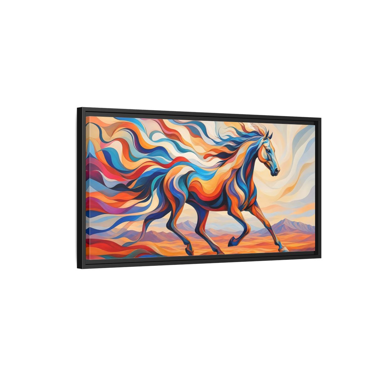 Side Mockup 2. Animals Horse Abstract Colorful Horse shown as stretched canvas wall art