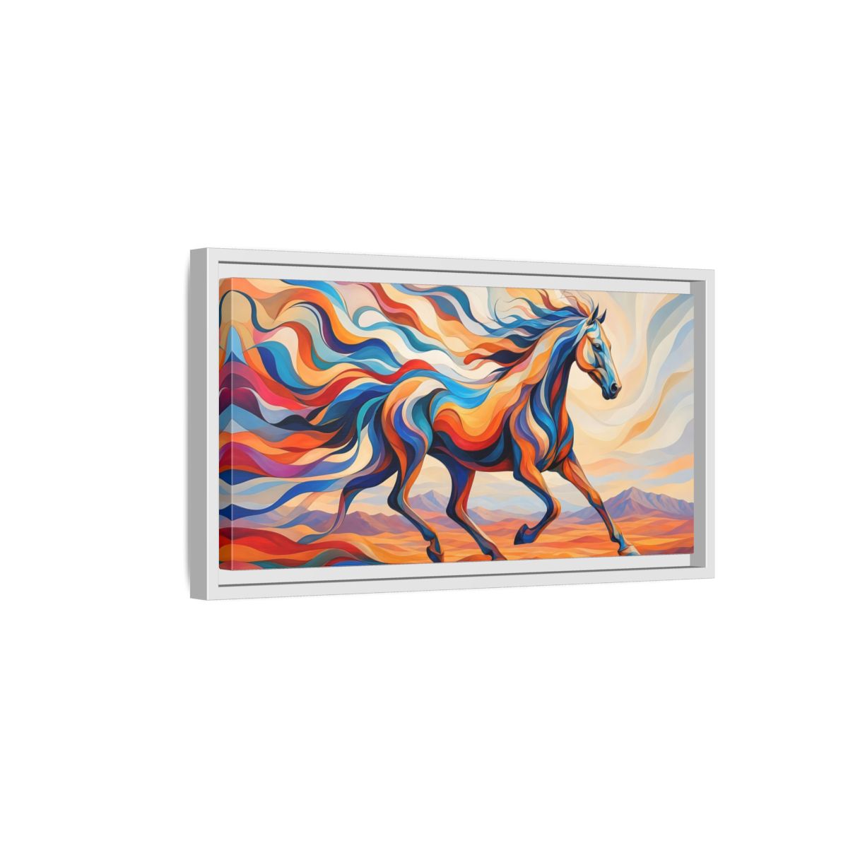 Side Mockup 6. Animals Horse Abstract Colorful Horse shown as stretched canvas wall art