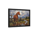 Side Mockup 6. Animals Horse Horse And Rainbow shown as stretched canvas wall art
